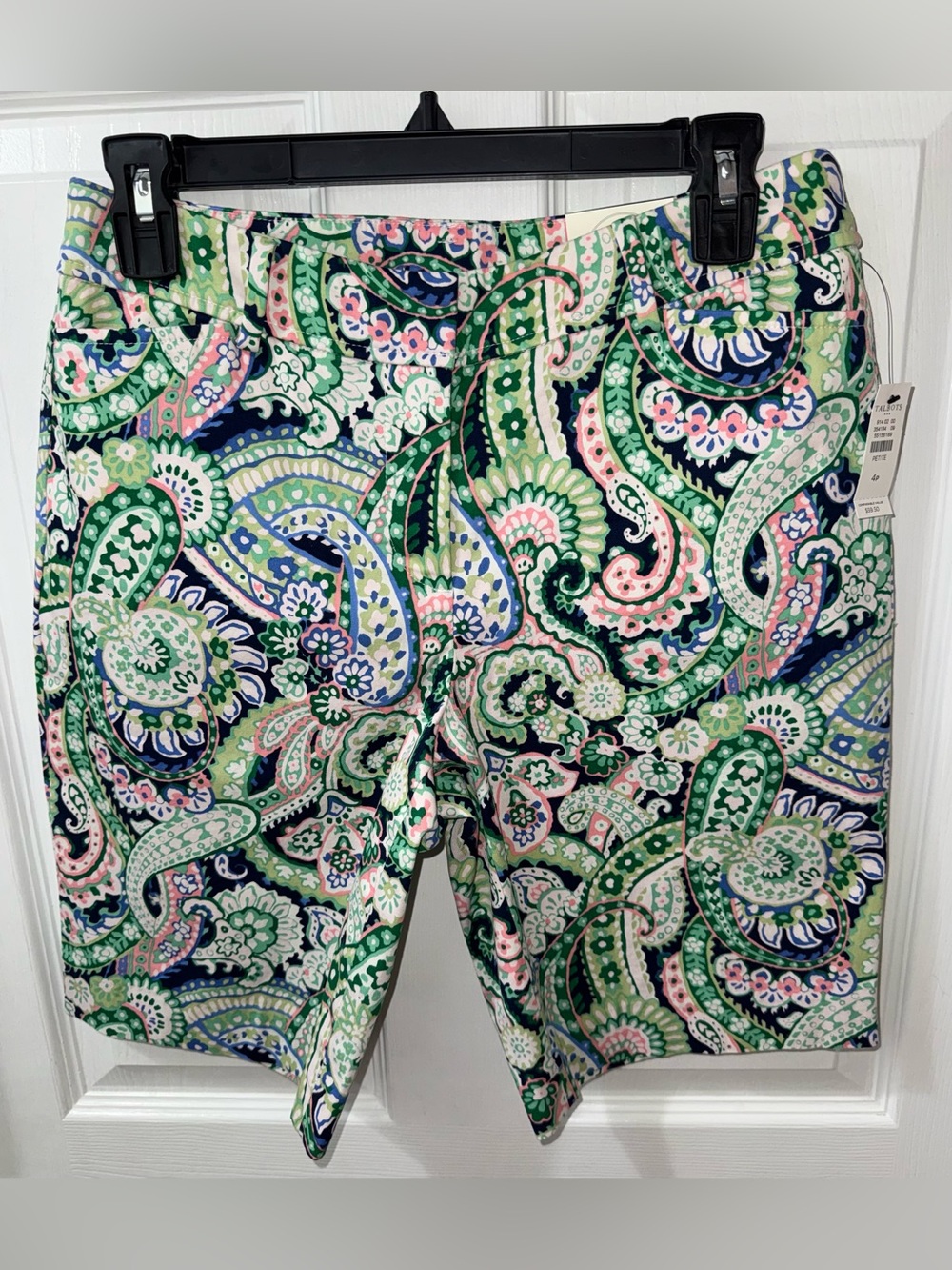 NWT Talbots Perfect Bermuda Shorts Watercolor Paisley Size 4p